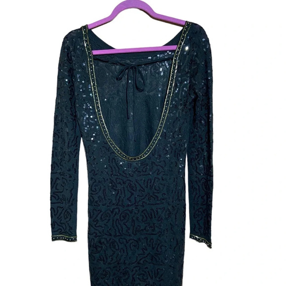 MNG Suit Black Backless Sequins Dress Size Medium - Picture 3 of 7